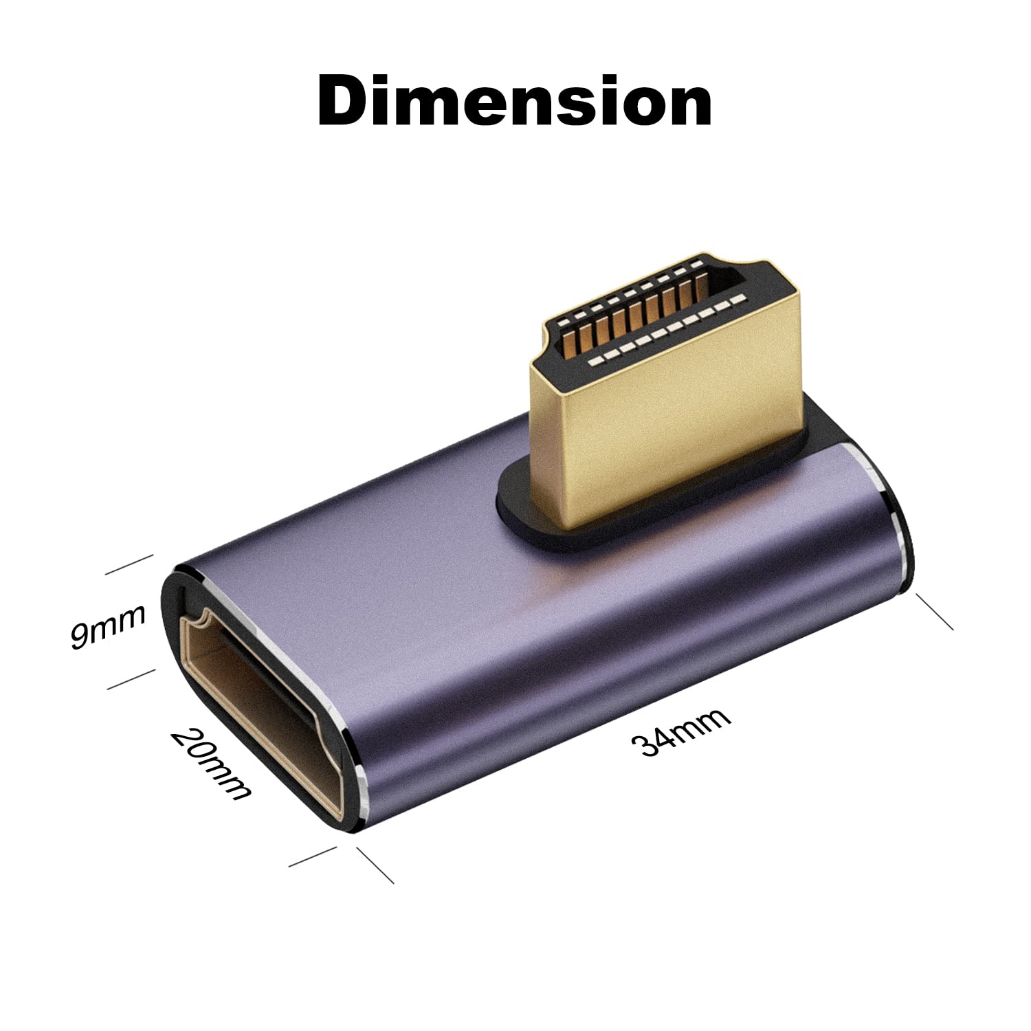 AreMe 8K HDMI 2.1 Right Angle Adapter (2 Pack), Left&Right 90 Degree and 270 Degree HDMI Male to HDMI Female Extender Connector Aluminum Alloy