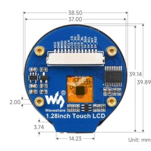 1.28inch Round LCD with Touch Panel,240×240 IPS Screen Display Module,SPI and I2C Communication,with GC9A01 Display Driver,CST816S Touch Driver,for Raspberry Pi, Raspberry Pi Pico, for Arduino, etc