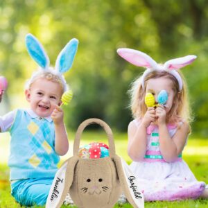 Personalized Buny Easter Basket with Name Custom Plush Easter Baskets for Kids Brown