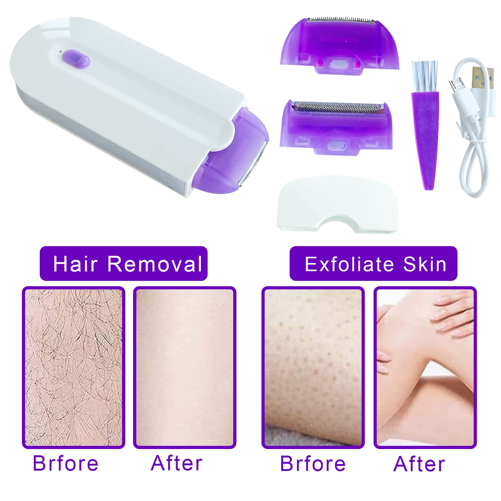 PIOCmuy Silky Smooth Hair Eraser,Painless Hair Removal,Hair Remover,Rechargeable Epilator Smooth Touch Hair Remover - Light Technology Hair Remove, Apply to Any Part of The Body, White