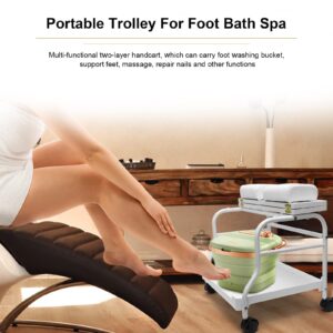 Beauty Salon Nail Or Foot Bath Spa Portable Esthetician Trolley Cart for Foot Rest Pedicure Manicure Funiture Massage Table Salon Supplies 2 Way Use 2 Color Option Elitzia (White 2pcs)