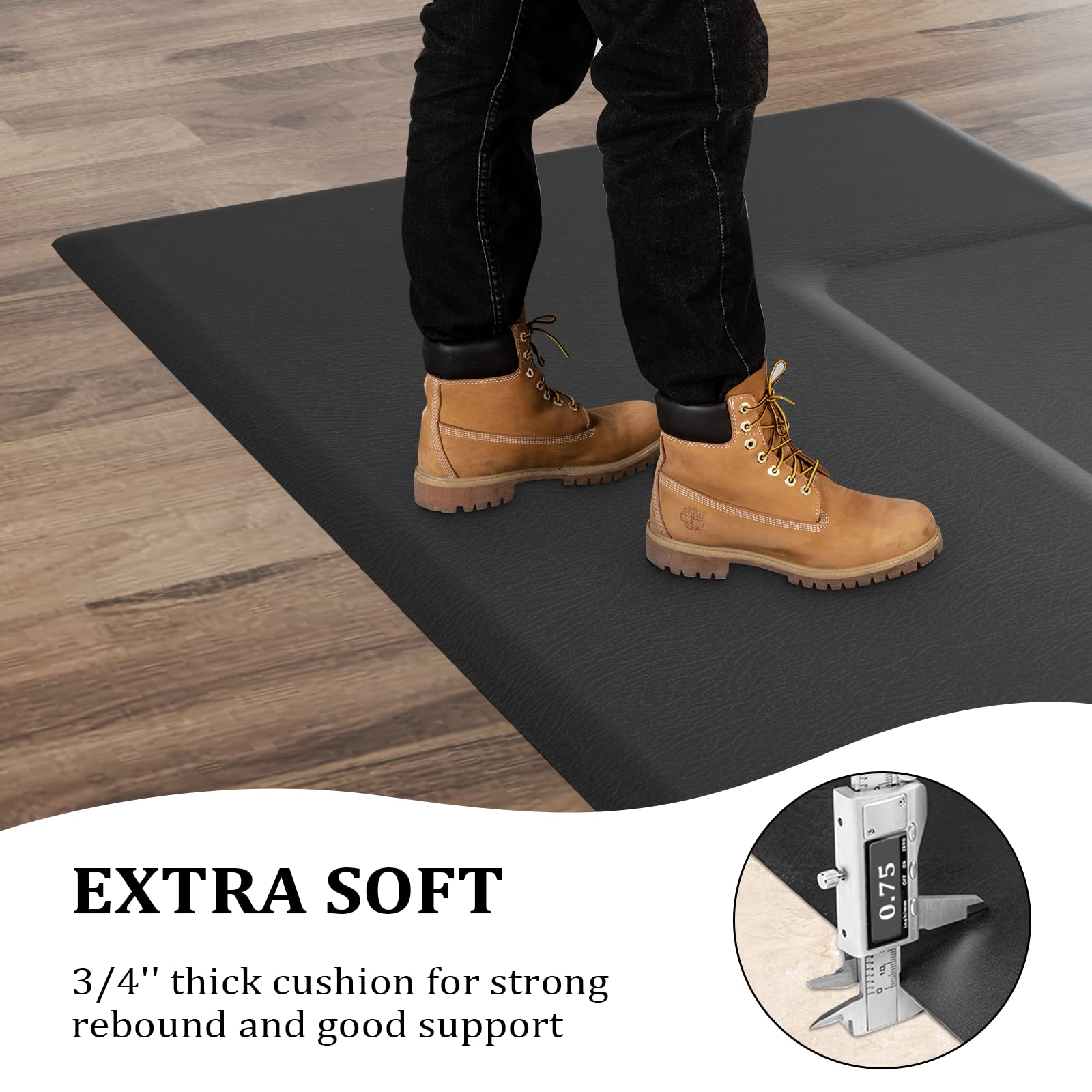 OmySalon 3' x 5' Barber Floor Mat Anti Fatigue for Stylist Standing, 3/4'' Thick Comfort Hair Matt Square Base for Salon Styling Chair, Hair Cutting Hairdressing Beauty Equipment