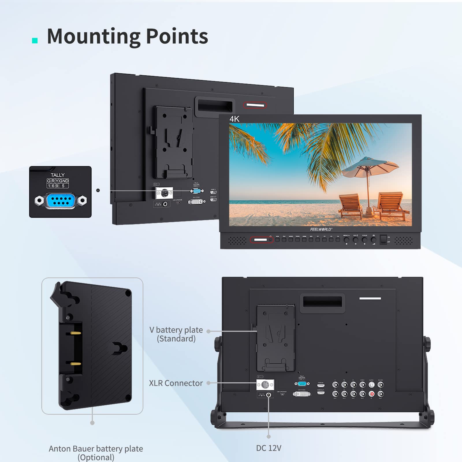 FEELWORLD P173-9HSD 17.3 Inch Design 1920x1080 Desktop Monitor for Broadcast LCD Monitoring with 3G SDI HDMI YPbPr Input Output