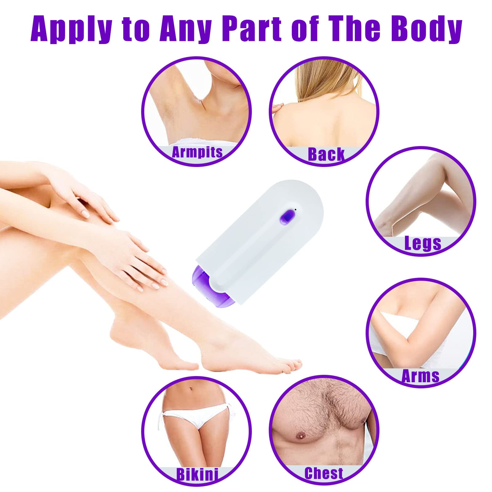 PIOCmuy Silky Smooth Hair Eraser,Painless Hair Removal,Hair Remover,Rechargeable Epilator Smooth Touch Hair Remover - Light Technology Hair Remove, Apply to Any Part of The Body, White