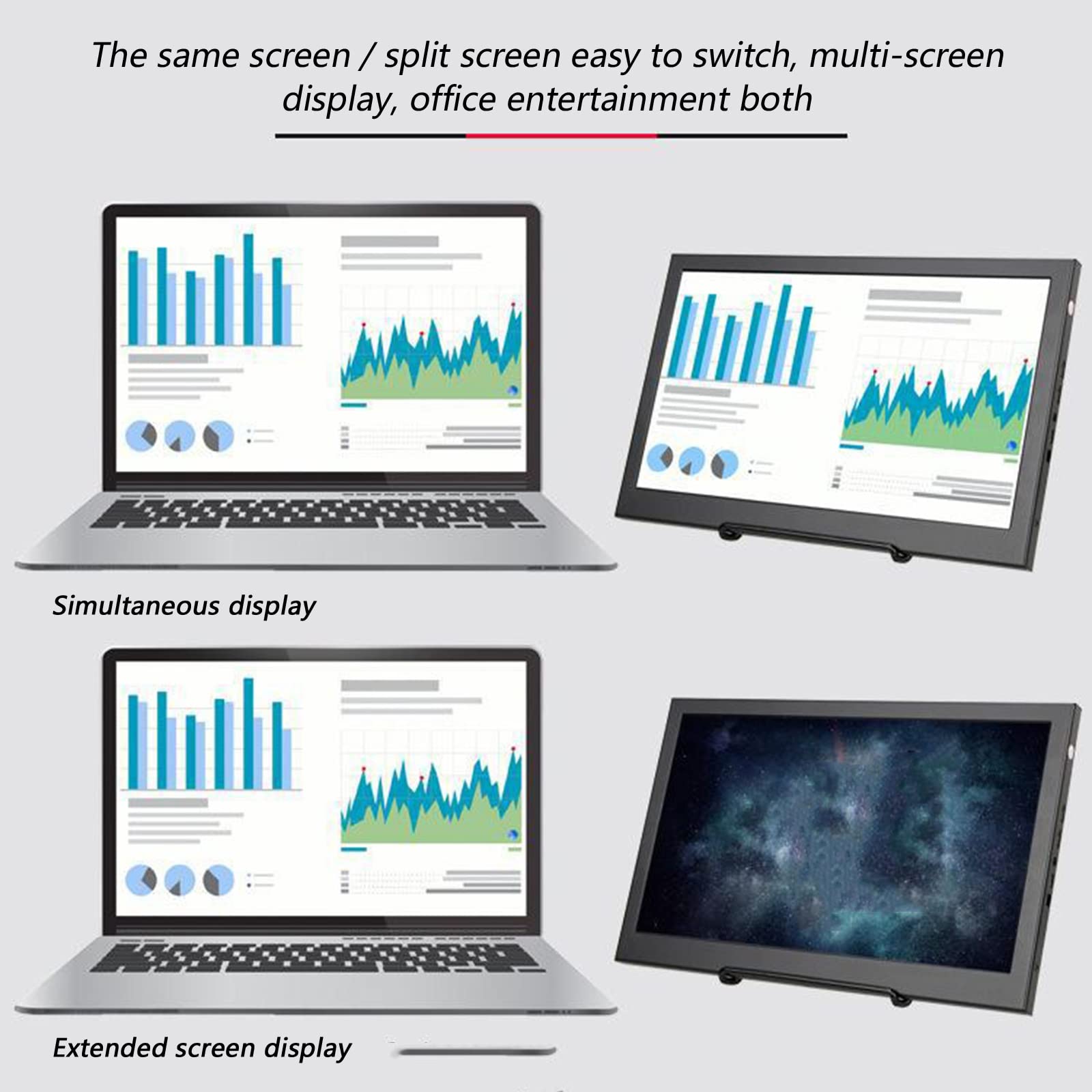 Serchou IPS Wide Viewing Angle HD Monitor Computer External Extension Screen 13.3 inches Thin and Light Portable