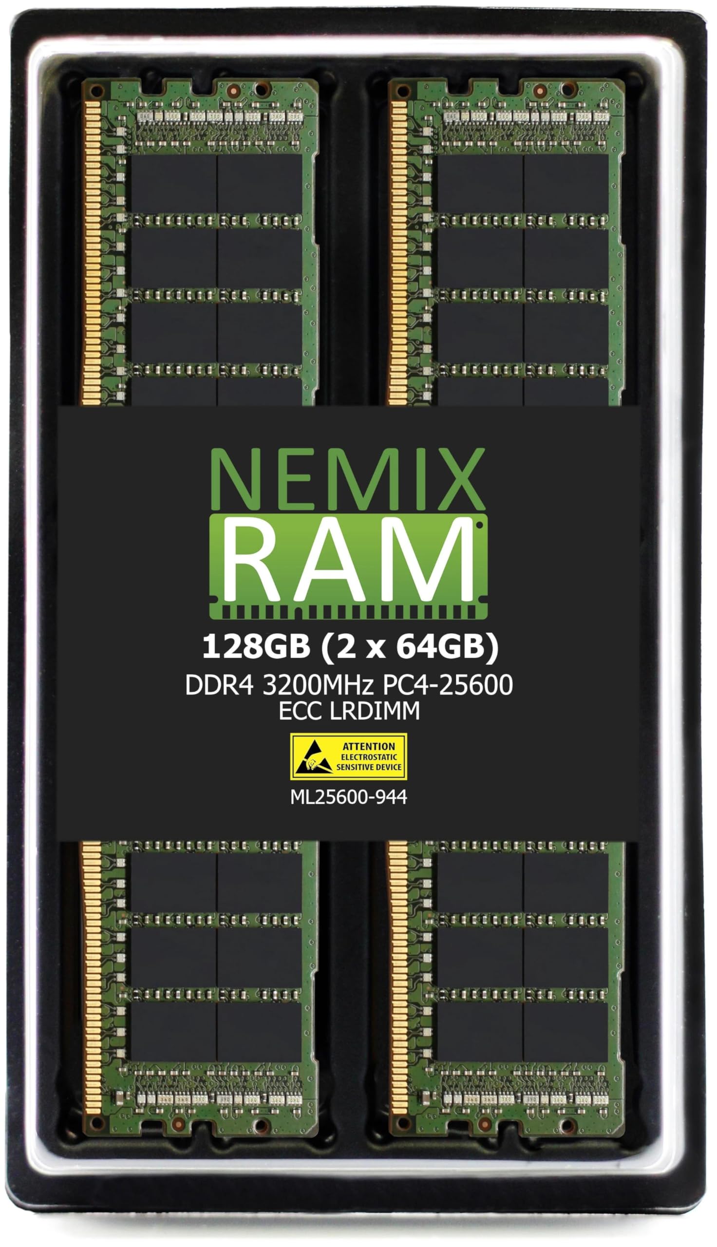 NEMIX RAM 128GB (2X64GB) DDR4 3200MHZ PC4-25600 4Rx4 1.2V 288-PIN ECC LRDIMM Load Reduced Server Memory KIT Compatible with Dell PowerEdge R650 Rack Server