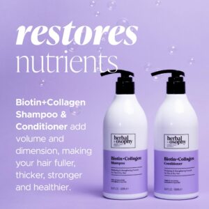 Herbalosophy Hair Growth Formula 2 x 16.9 Fl Oz Biotin & Collagen Shampoo & Conditioner Set, with 8.5oz Hair Mask, for Thin & Dry Hair