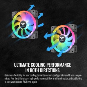 Thermaltake SWAFAN EX 12 RGB PC Desktop Cooling Fan, 3 Pack, 500-2000 RPM, Magnetic Connection, Reversable Blades, Controller Included, CL-F143-PL12SW-A,Black, 120mm