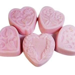 5 pc Guest Sized Set - Scented Goat Milk & Shea Soap Heart Shapes (Carnation)