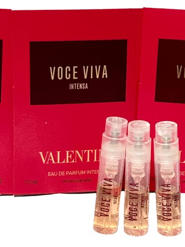 Valentino Voce Viva Intensa EDP 0.04 fl. oz. / 1.2 ml Sample Vial Glass Partially filled Spray Mini Perfume Vial Eau De Parfum (Set of 3)