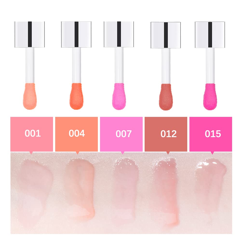 2 PCS Plumping Lip Oil,Hydrating Lip Gloss Oil,Long Lasting Nourishing Transparent Lip Care Oil Non-Sticky Big Brush Glitter Shine Primer Lip Tint (015 - Cherry)