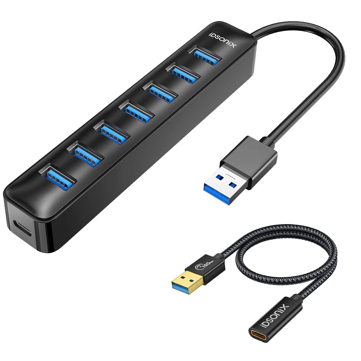 iDsonix 3.0 7 Port USB Hub and USB to USB C Adapter Cable