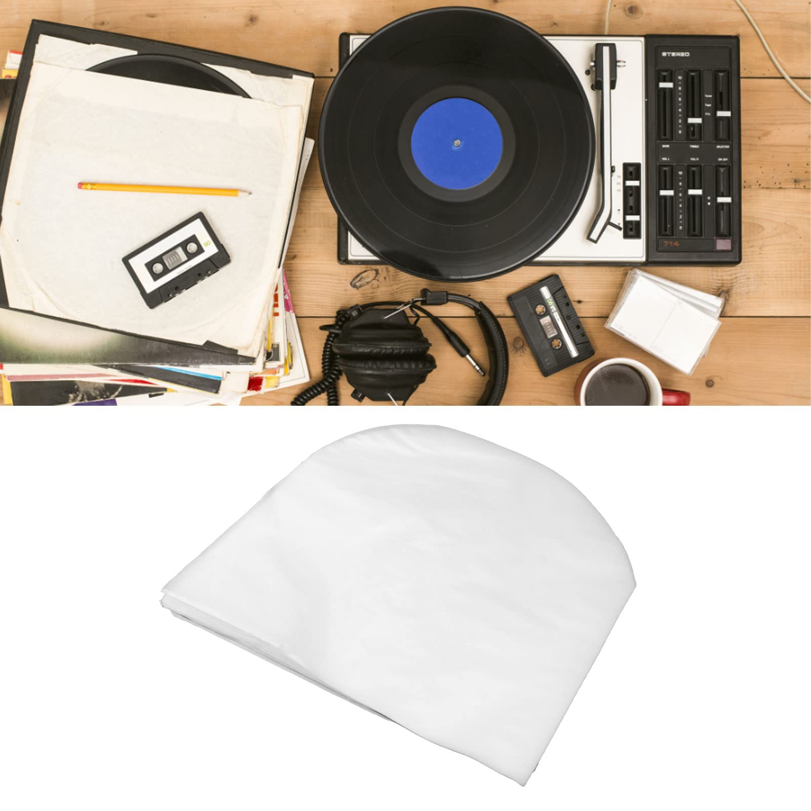 50pcs Record Cover, PE Clear Protective Inner Sheet for 12in LP LD, Anti Static Round Bottom Record Sleeves Protective Bag