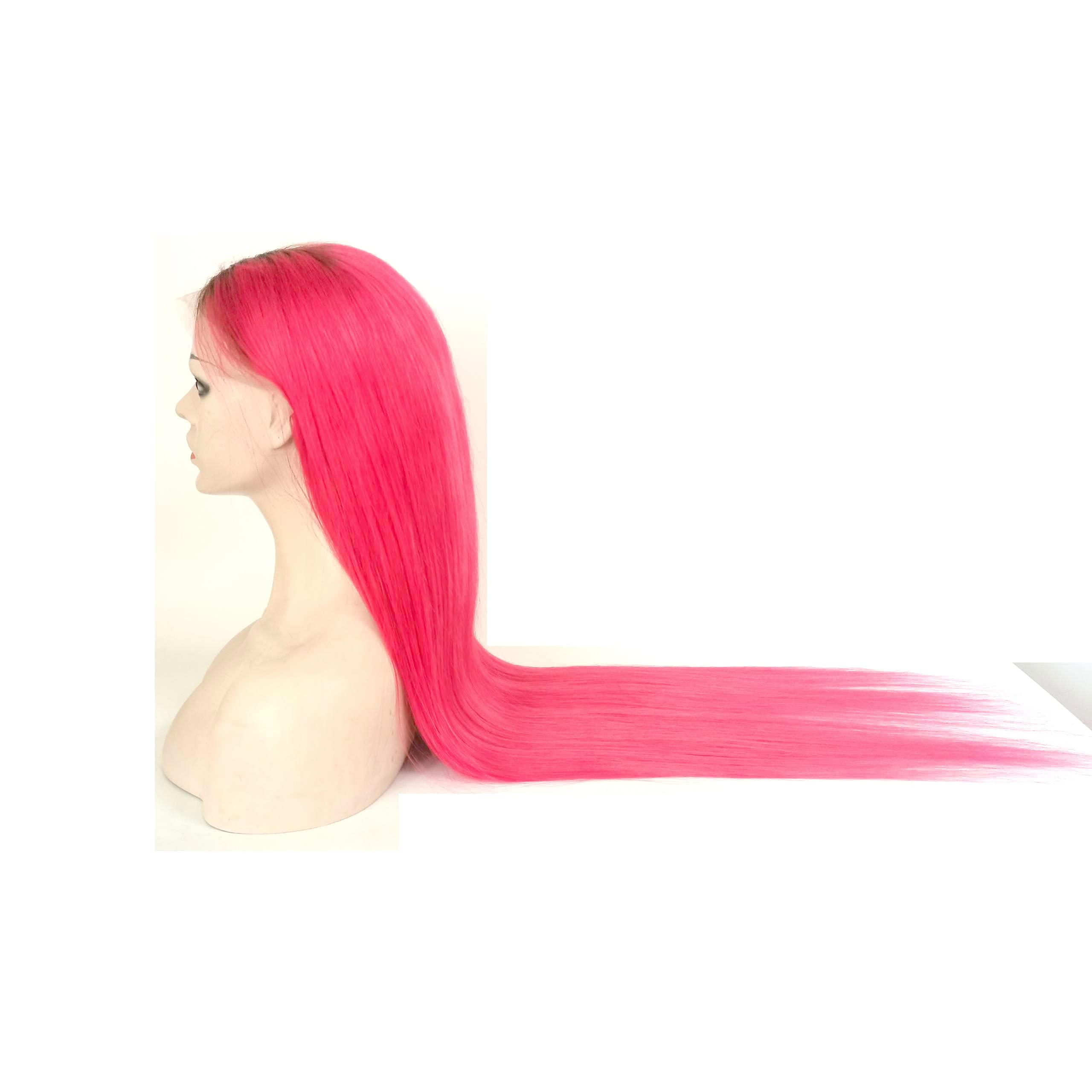 Wholesale Ombre 1b Pink Lace Front Wigs Human Hair 30inch Long Length Brazilian Hair Transparent Ombre Lace Wig with Dark Roots