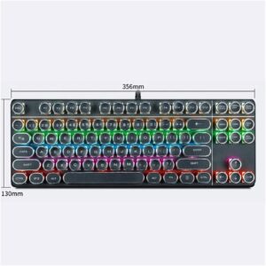 RMENST Gaming Keyboard, 87 Keys, Wired LED Backlit Computer Keyboard, USB Ergonomic Mechanical Keyboard for Desktop/Computer/PC (Color : White)