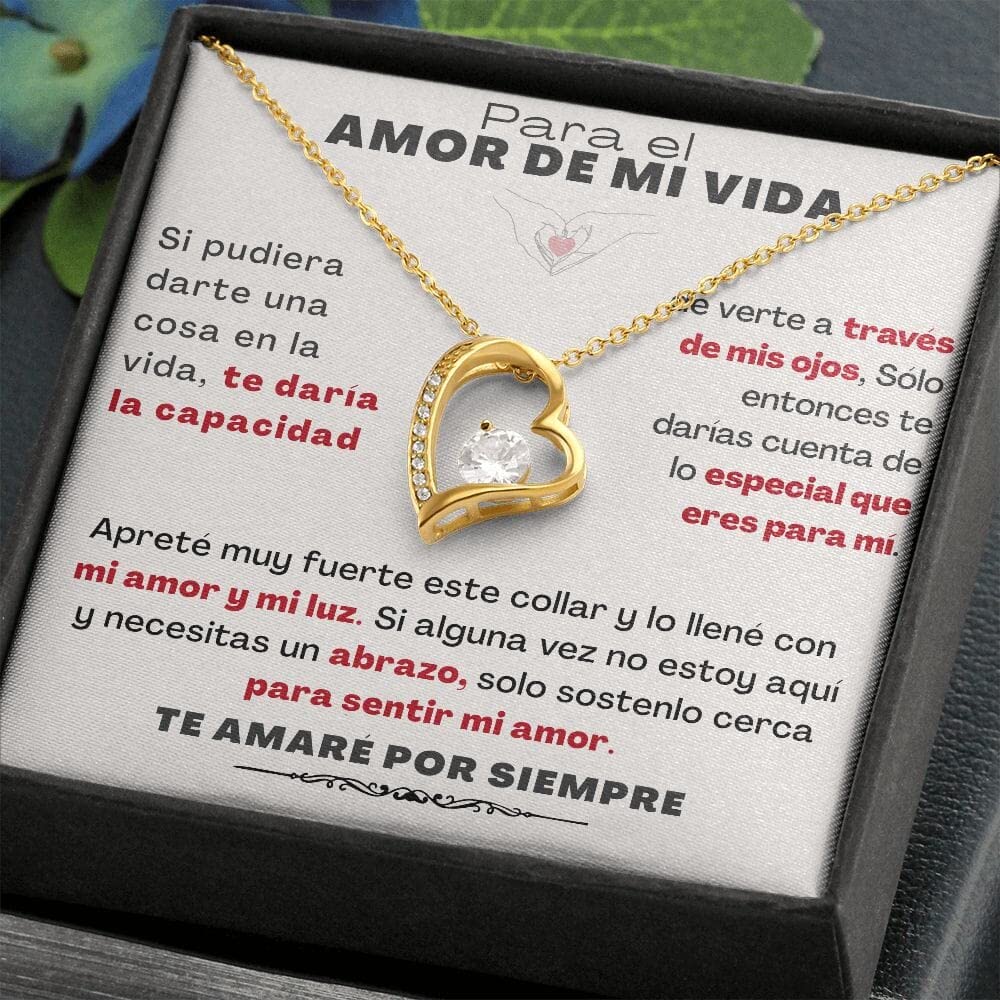 Para el Amor de mi vida - Collar Por siempre amor - forever love Red Acabado en Oro Amarillo de 18 quilates/Cajita Estandard (GRATIS)