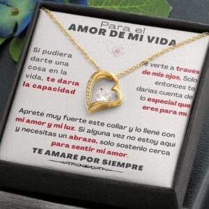 para el amor de mi vida - collar por siempre amor - forever love red acabado en oro amarillo de 18 quilates/cajita estandard (gratis)