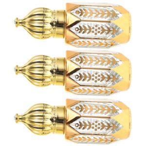 healeved 3pcs mini arabic crystal glass roller bottles 3ml gold refillable essential oil roll on dispenser empty tiny perfume sample container