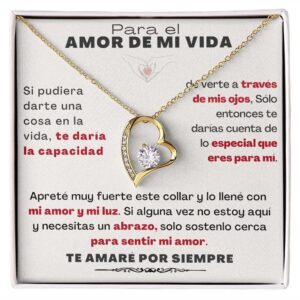 Para el Amor de mi vida - Collar Por siempre amor - forever love Red Acabado en Oro Amarillo de 18 quilates/Cajita Estandard (GRATIS)