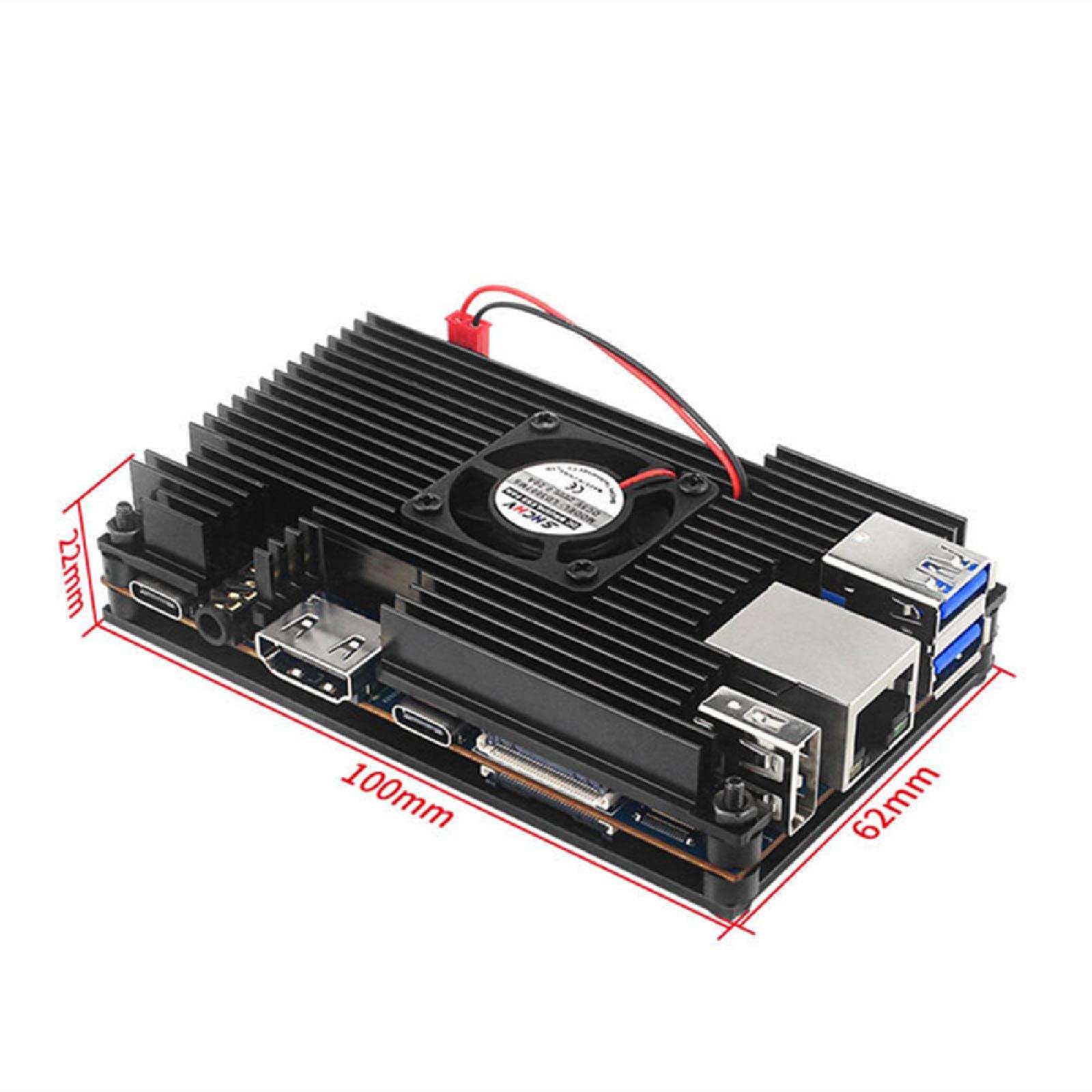 Cover Case with Cooling Fan for Orange Pi 5/5B, Aluminum Alloy Case with Silicone Heatsinks Cooling Fan