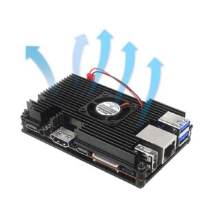 Cover Case with Cooling Fan for Orange Pi 5/5B, Aluminum Alloy Case with Silicone Heatsinks Cooling Fan