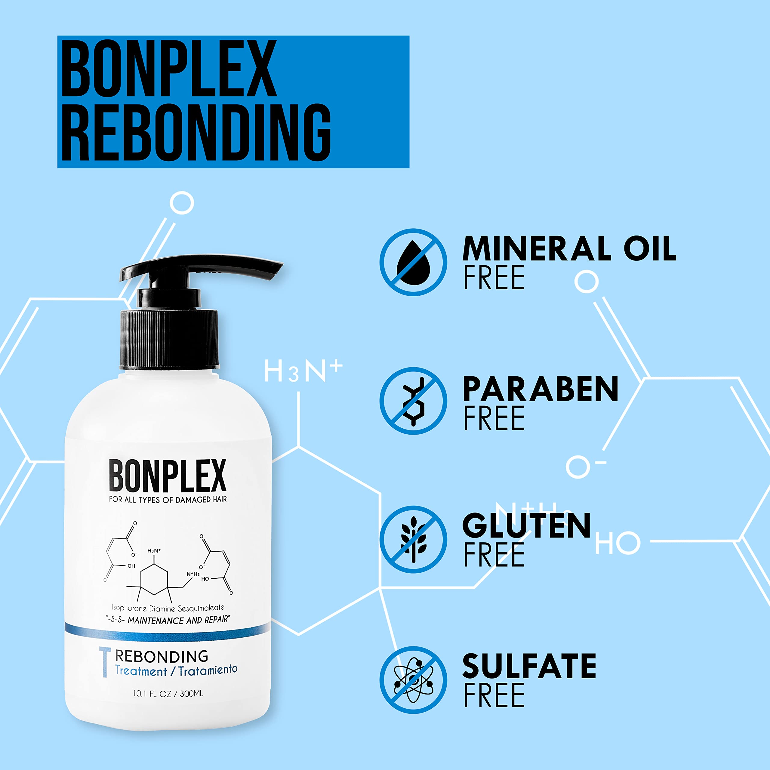 BONPLEX Perfect Bonding Hair Restore Shampoo, Treatment & Ampoule | Bond Strength | Frizz Free, Smooth & Shine| Repair Split Breakage | Damaged Hair Repair Concentrate Trio Kit (10.1oz + 6 ampoules)