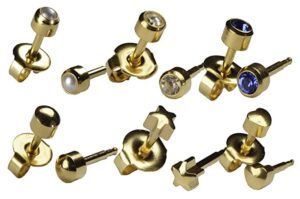 ear piercing earrings 6 pairs of 4mm 16ga thick post gold studs and 6 each ear aftercare gels hypoallergenic