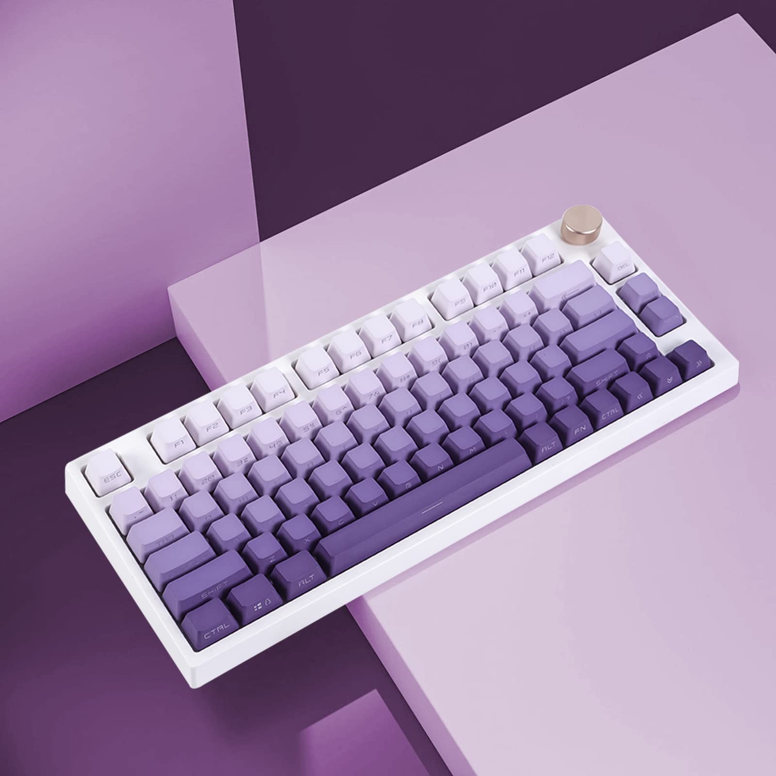 JOLINTAL 134 Keys Gradient Purple Keycaps, PBT Double Shot Dying Keycaps, OEM Side Print Keycaps Custom Keycaps Set, Shine Through Keycaps Cherry Mx Backlit Keycaps for Mechanical Gaming Keyboard