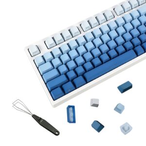 jolintal 134 keys gradient blue keycaps set, pbt double shot dying side print keycaps, oem profile shine through keycaps, custom backlit keycaps cherry mx keycaps for mechanical gaming keyboard