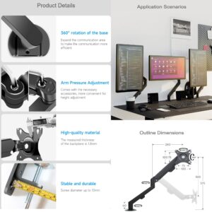 XYGStudy Gas Spring Monitor Stand Arm for 17~30 Inch Display Monitor Screen LCD Free Height Adjustment Support Multi-Angle Rotation and Expansion