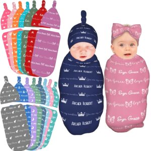 swaddle and hats custom baby blankets for girls boys blankets baby gifts personalized baby items (names & icons)