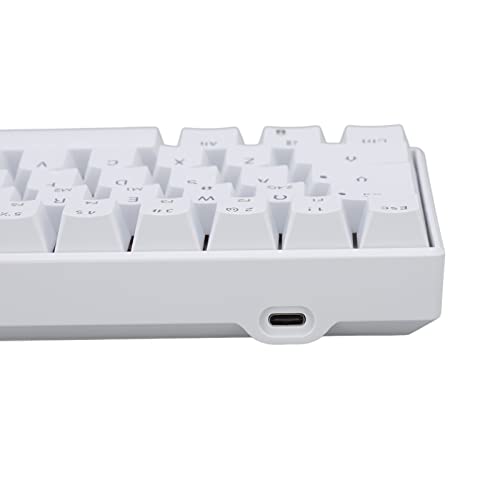 Gaming Keyboard, Long Battery Life Small Portable White Triple Mode Ergonomic Design Gaming Mechanical Keyboard for Home and Office (Brown Switch)