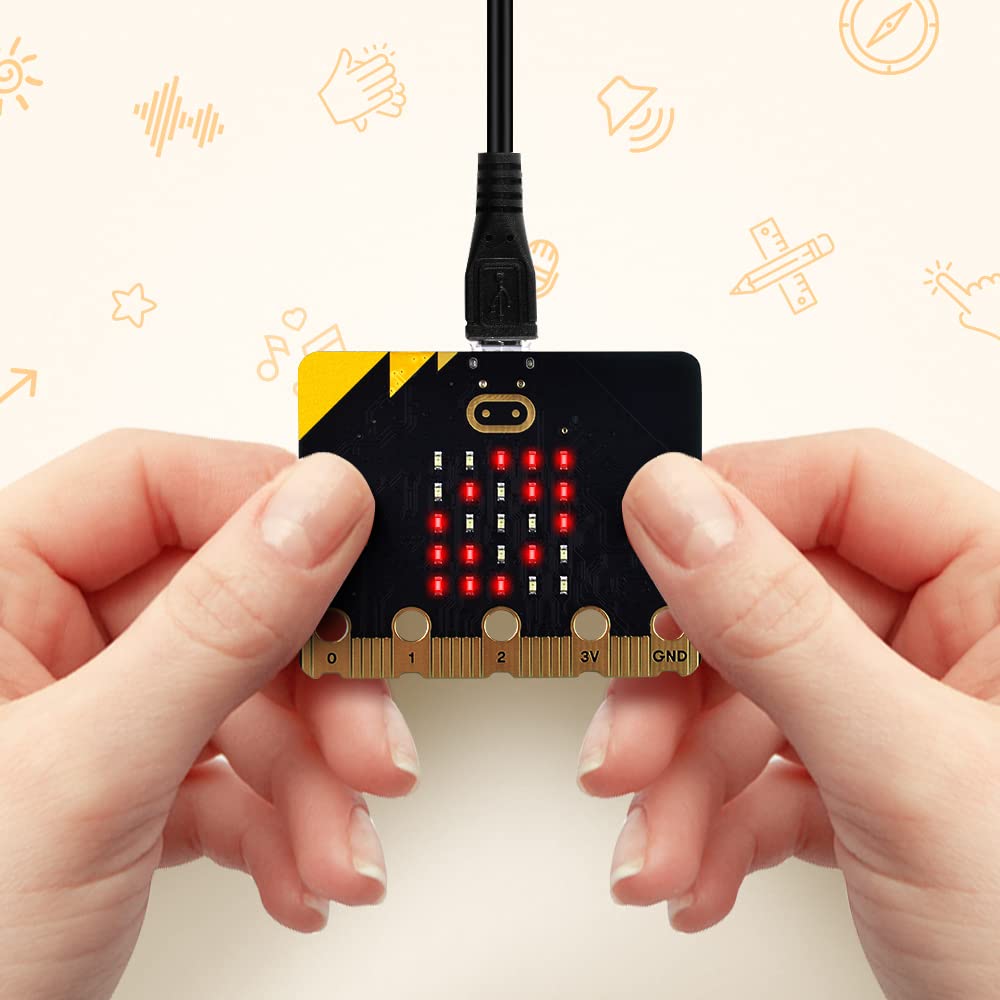 DVOZVO Basic Starter Kit for BBC Micro:bit V2.2, Graphical Programming Built-in Speaker and Microphone, LED Display Coding for Kids Teens + Microbit GPIO Expansion Board & Battery Holder & USB Cable