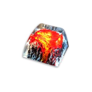 mechkyp handmade mt .fuji backlit resin artisan keycap r4/esc key cap shine through translucent sa profile for cherry mx switch gaming mechanical keyboard,volcano magma (magma)