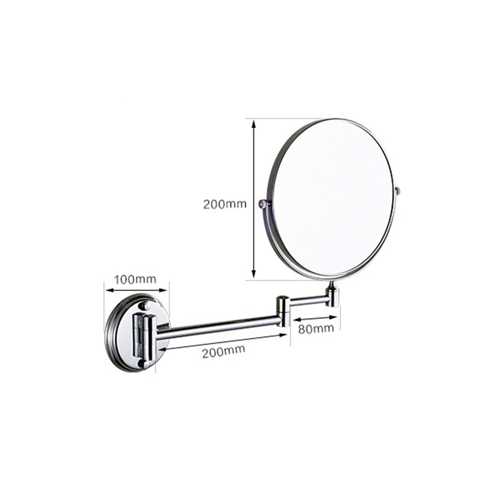 Ksunun Wall Mounted Makeup Mirror, 1x/ 10x Magnifying Mirror, 8'' Two-Sided Swivel Extendable Bathroom Mirror, 360° Swivel Double Sided Extendable Bathroom Mirror for Shaving, Make Up Mirror