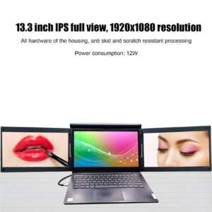 13.3 Inch Dual Extender Screen, 1920x1080 HD IPS Full View Dual Screen Display Dual Laptop Monitor Screen Laptop Screen Extender (X50 US Plug)