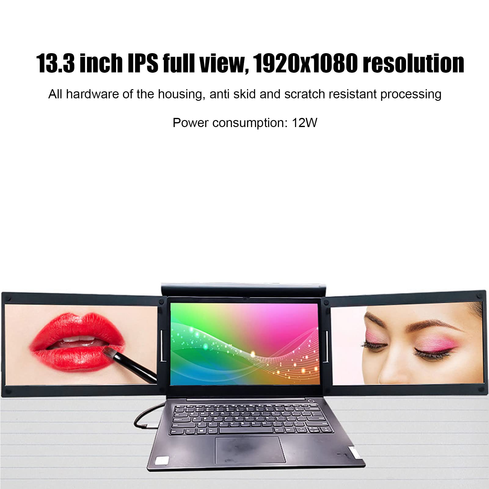 13.3 Inch Dual Extender Screen, 1920x1080 HD IPS Full View Dual Screen Display Dual Laptop Monitor Screen Laptop Screen Extender (X50 US Plug)