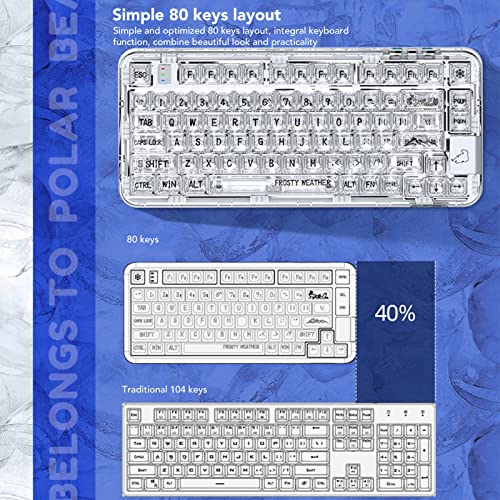 GOWENIC 80 Keys Hot Swappable Mechanical Keyboard, Mechanical Gaming Keyboard RGB Backlit, 3 Mode Gaming Keyboard with Transparent Keycaps, 2.4G BT USB C Wired