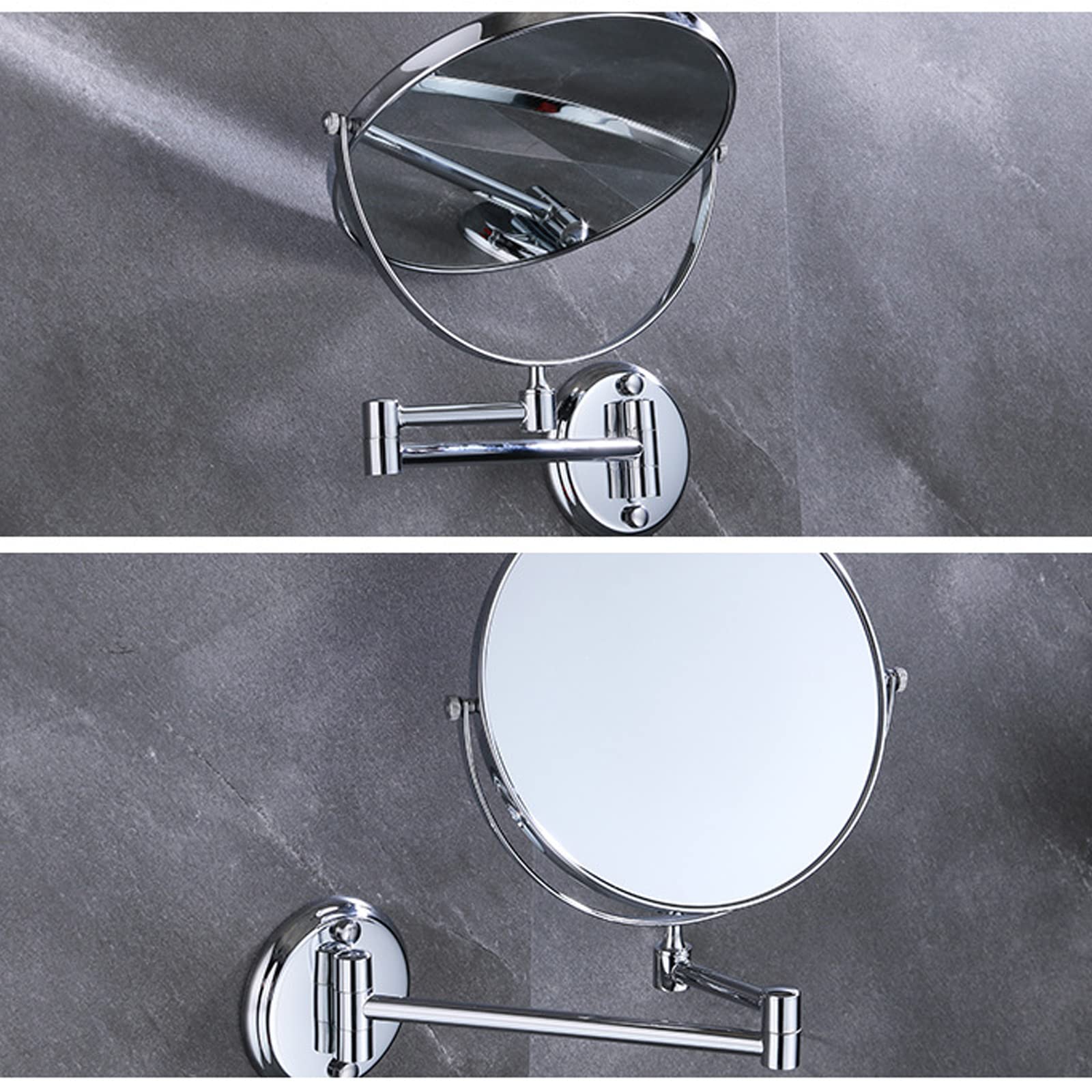 Ksunun Wall Mounted Makeup Mirror, 1x/ 10x Magnifying Mirror, 8'' Two-Sided Swivel Extendable Bathroom Mirror, 360° Swivel Double Sided Extendable Bathroom Mirror for Shaving, Make Up Mirror