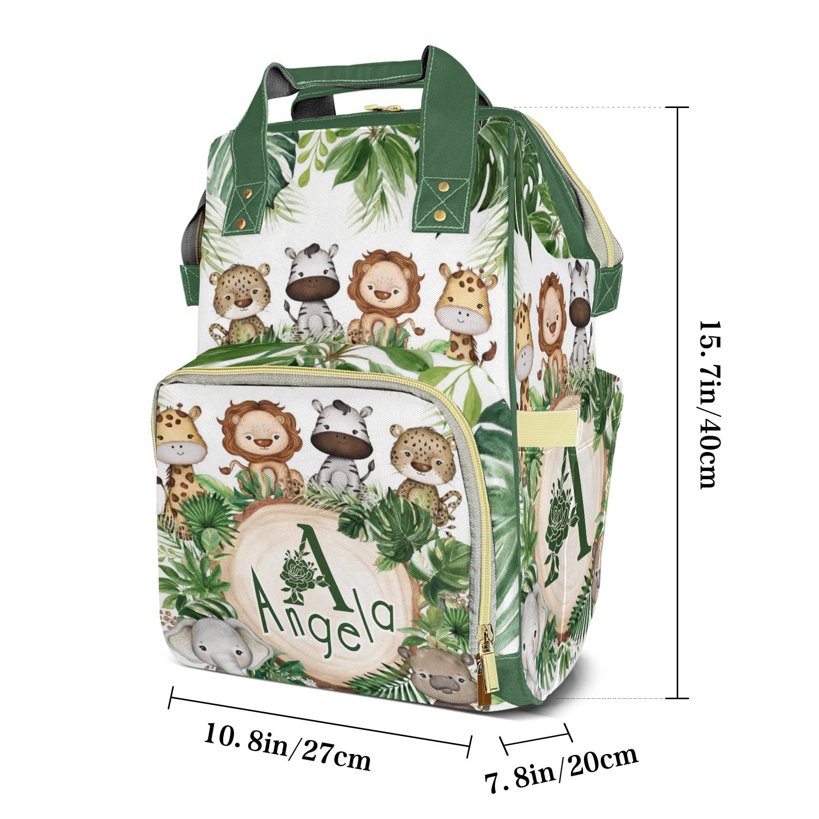 Anneunique Personalized Cute Animal Palm Diaper Bag Shoulder Backpacks with Name Nursing Bags for Boys Girls