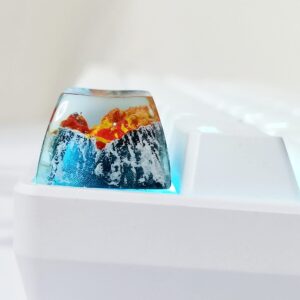 MECHKYP Handmade Mt .Fuji Backlit Resin Artisan Keycap R4/Esc Key Cap Shine Through Translucent SA Profile for Cherry MX Switch Gaming Mechanical Keyboard,Volcano Magma (Magma)