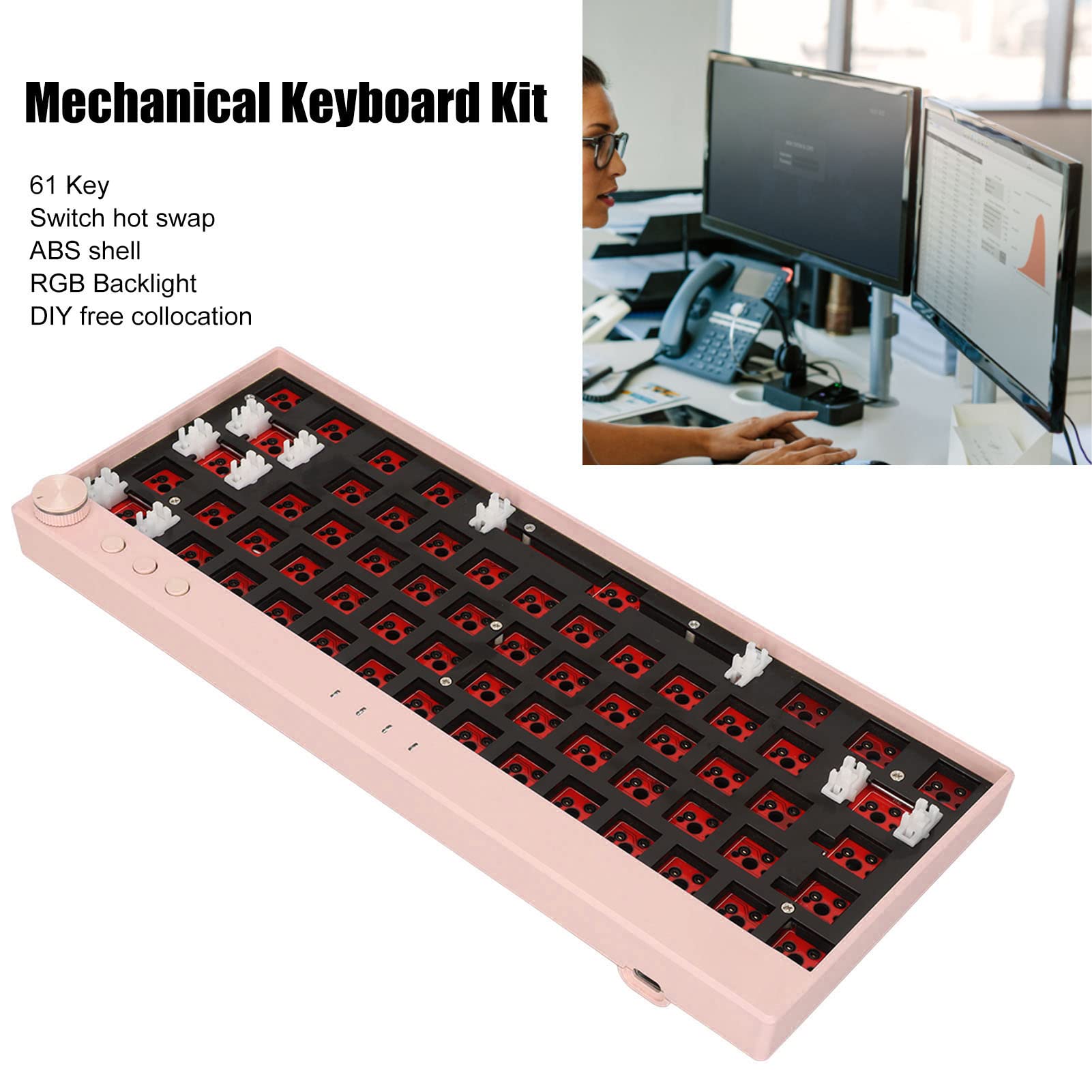 61 Keys Mechanical Keyboard DIY Kit, 61 Keys DIY Mechanical Keyboard Kit Switch Hot Swap for Gaming ()