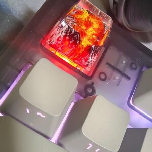 MECHKYP Handmade Mt .Fuji Backlit Resin Artisan Keycap R4/Esc Key Cap Shine Through Translucent SA Profile for Cherry MX Switch Gaming Mechanical Keyboard,Volcano Magma (Magma)