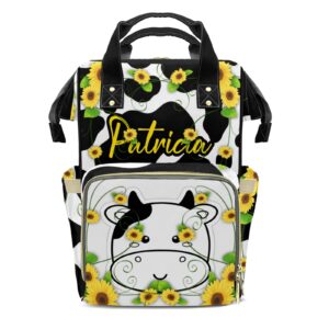 anneunique custom mummy bags sunflower cute cow print diaper bag shoulder backpacks nursing giving for teenager