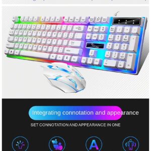 G21B Keyboard and Mouse Set USB Wired Gaming Keyboard Mouse Combo Gamer Desktop Mouse Keyboard Set White