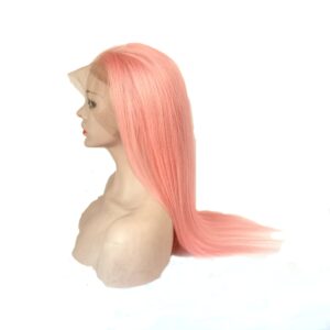 light pink straight Lace Front Human Hair Wig Pre Plucked Pink Colored virgin Brazilian human hair 13x4 transparent lace frontal wig 22in