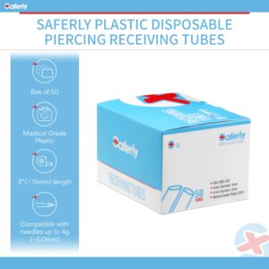 Saferly Body Piercing Needle Receiving Tubes - 8mm Plastic Medical Grade Disposable Piercing Needle Receiving Tubes - Body Jewelry Piercing Supplies (Box of 50)