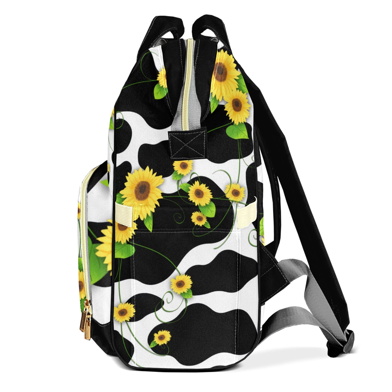 Anneunique Custom Mummy Bags Sunflower Cute Cow Print Diaper Bag Shoulder Backpacks Nursing Giving for Teenager