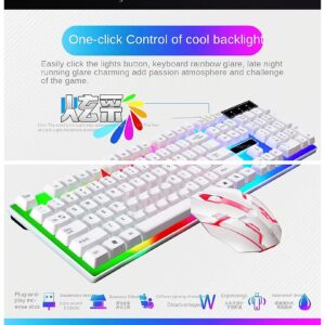 G21B Keyboard and Mouse Set USB Wired Gaming Keyboard Mouse Combo Gamer Desktop Mouse Keyboard Set White