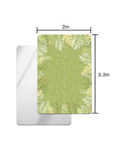 Carosoffe Green Small Compact Mirror for Purse, Boho Leaf Branches Botanical Aesthetic Art Travel Makeup Mirror for Women Men, Rectangular Handheld Compact Pocket Mirror 4 PCS